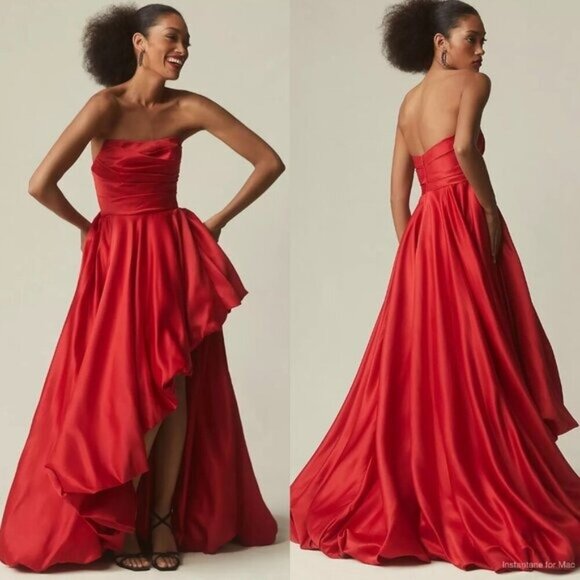 NWT Anthropologie Mac Duggal Strapless Asymmetrical Maxi Dress - Picture 1 of 7